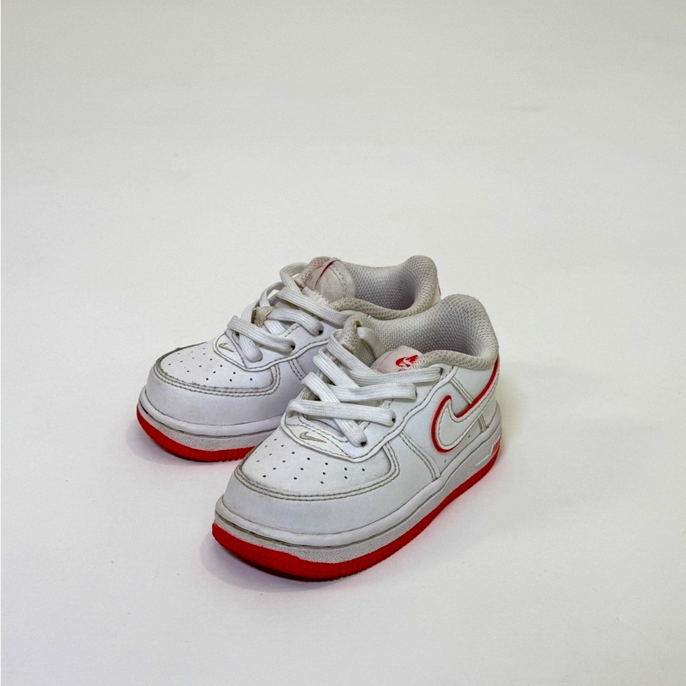 Youth Athletic White and Red Sneakers